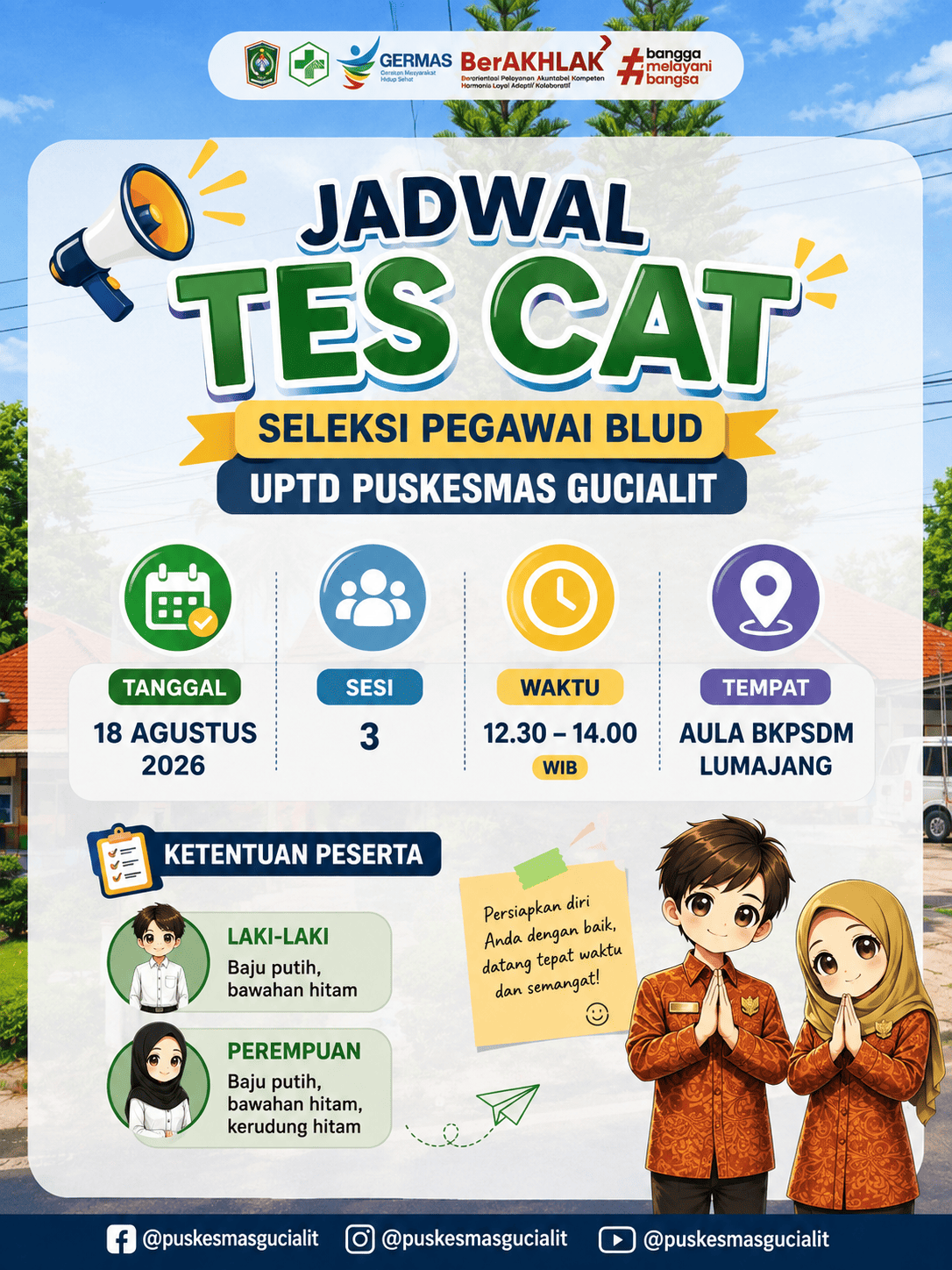 JADWAL TES CAT SELEKSI PEGAWAI BLUD UPTD PUSKESMAS GUCIALIT