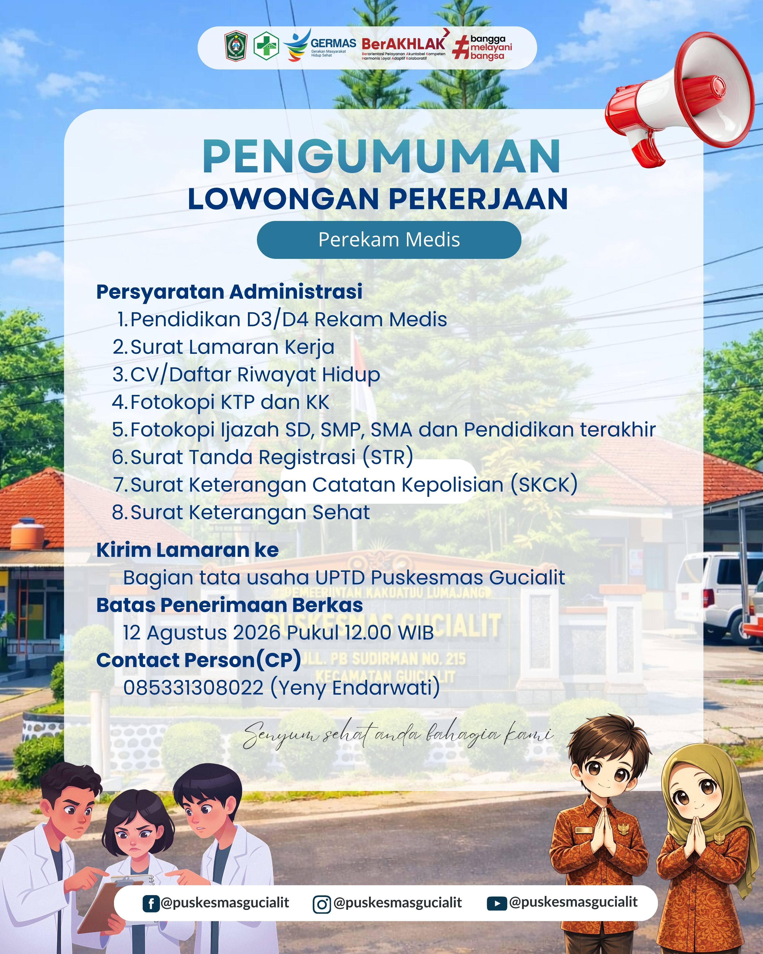 OPEN RECRUITMENT: TENAGA PEREKAM MEDIS UPTD PUSKESMAS GUCIALIT