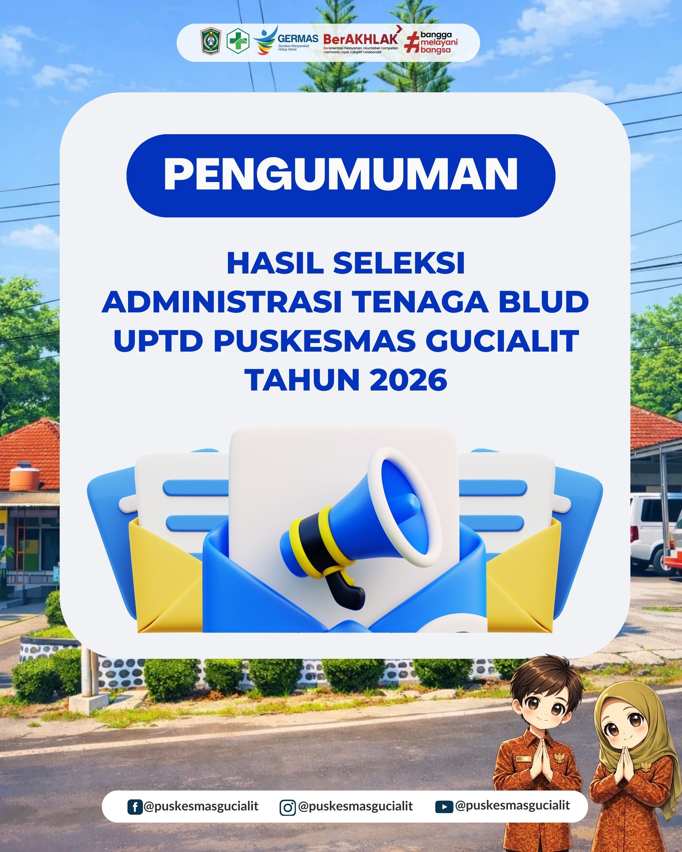 PENGUMUMAN SELEKSI ADMINISTRASI  REKRUTMEN TENAGA PEREKAM MEDIS  UPTD PUSKESMAS GUCIALIT  KABUPATEN 